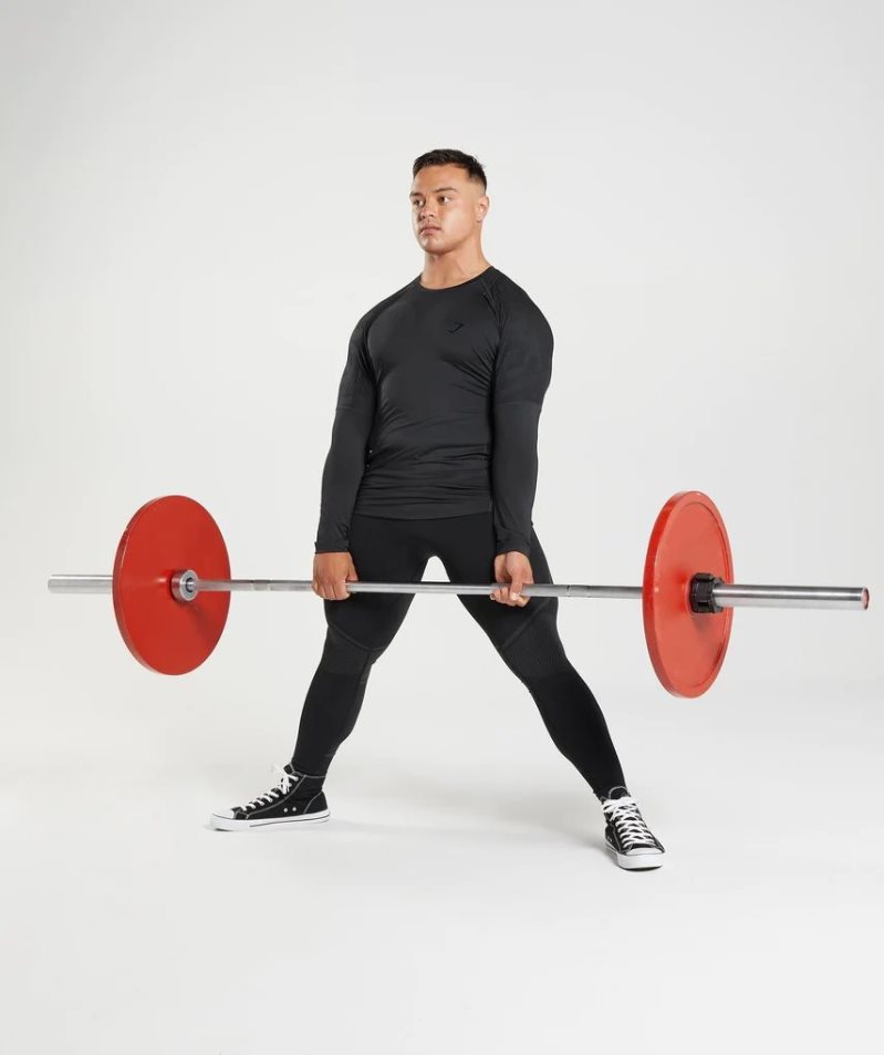 Men's Gymshark 315 Long Sleeve T-Shirts Black | NZ 2LQAJT